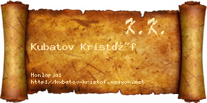 Kubatov Kristóf névjegykártya