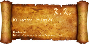 Kubatov Kristóf névjegykártya